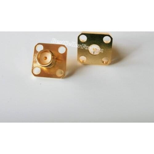 10X SMA female jack 4-hole Flange solder panel mount RF Connector Flat