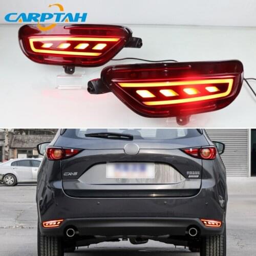 2PCS Rear Fog Lamp For Mazda CX-5 CX5 2017 2018 2019 Car LED Brake Light Dynamic Turn Signal Light Reflector Bar Rear Parking Si