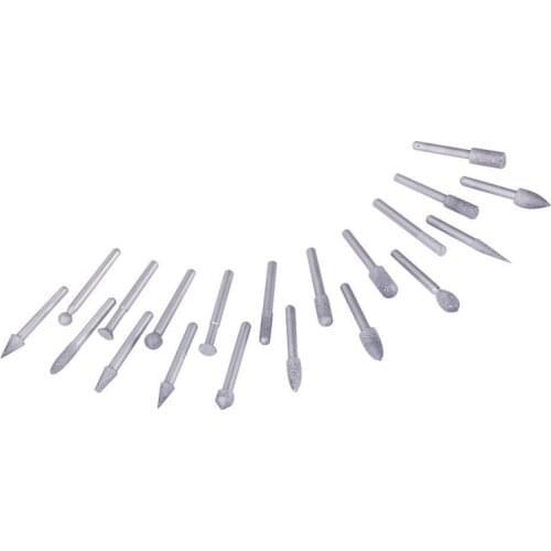 20Pcs Diamond Grinding Head Set Rotary Burrs Abrasive Lapidary Carving Tools for Stone Shank 6mm 1/4inch Grit