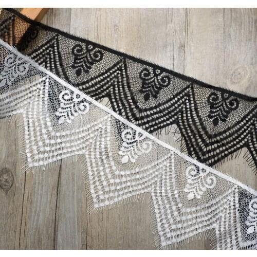 3M/lot 12cm wide Eyelash Lace Trim Vintage black white clothing dress Decoration Sewing Lace Fabrics lingerie Making Materials