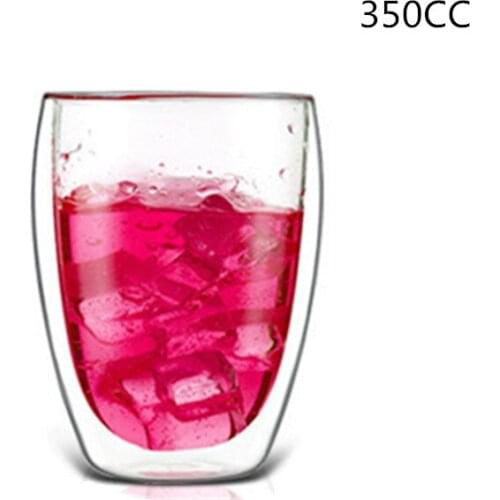 350CC Double Wall Glass Coffee Mug Tea Beer Cup Handmade Creative Transparent Drinkware Heat-resistant Copo Caneca Criativa