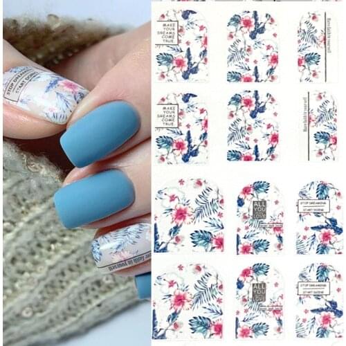1pcs Spring Summwer style Clear Floral Leaves 3D Nail Sticker Vintage Roses Transfer Decals Sliders Manicures Decoration 2021