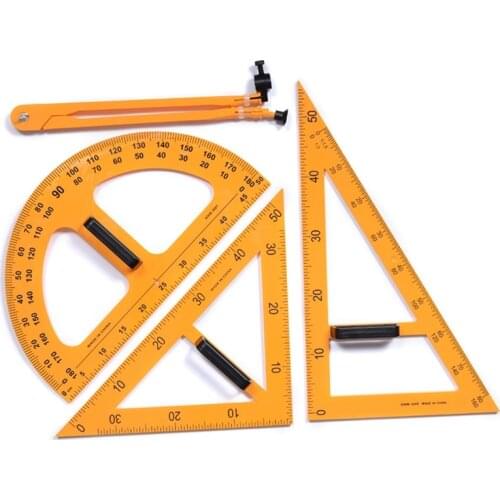 4pcs/set Multifunction Teaching Ruler Set Triangle Compasses Protractor Measurement Ruler Drop Shipping