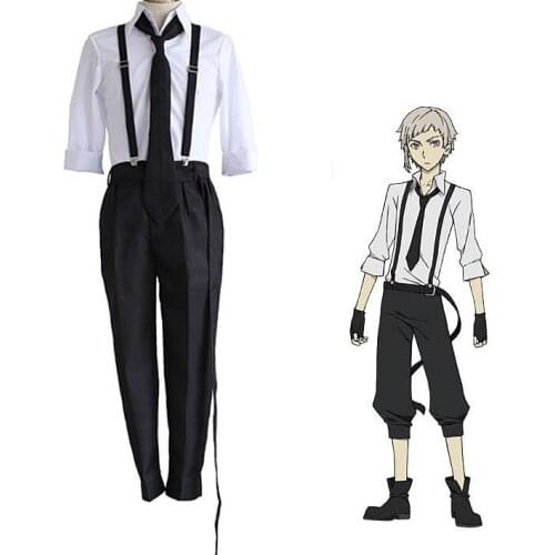 Anime Bungo Stray Dogs Nakajima Atsushi Dazai Osamu Fukuzawa Yukichi Nakahara Chuya Cosplay Costume Uniform Set Clothes