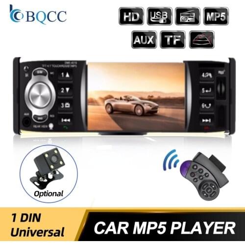 4.1inch 1 Din Car Radio Audio Stereo 1Din USB AUX FM Station Bluetooth with Steering Wheel Rear View Camera Hands Free
