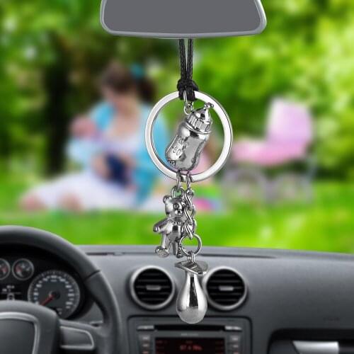 Bemost Car Pendant DIY Funny Baby Milk jug Nipple Bear Auto Interior Rear View Mirror Decoration Car Keychain Accessories