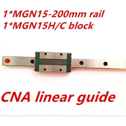 Free shipping 15mm Linear Guide MGN15 200mm linear rail way + MGN15H Long or MGN15C carriage for CNC parts