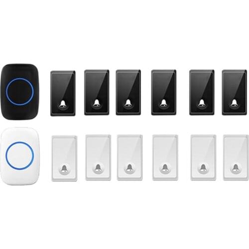 New bell set 6 push 1 receiver wireless door bell emitter free of battery wireless doorbell ip44 200M work chime door ring