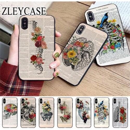 Human anatomy organ in art newspaper Phone Cover For iphone x xs xr xsmax 11 12pro max 5s SE 2020 6splus 7 8plus 12mini case