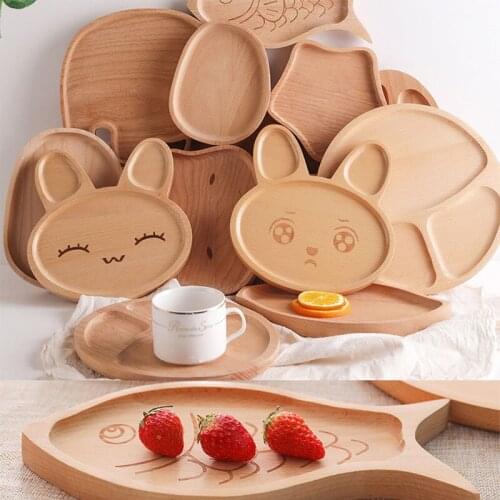 Wooden Tray Dessert Dinner Plate Tableware Bread Tray Solid Wood Pan Plate Food Fruit Dishes Saucer Tea Tray For Home Kitchen
