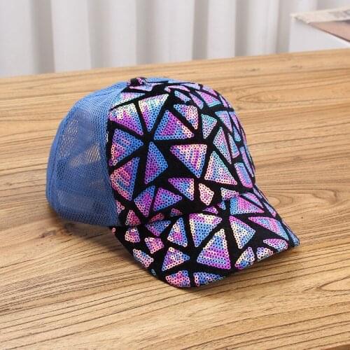 Childrens Spring And Summer Thin Mesh Hat Fashion Sequined Outing Sports Sunshade Duck Tongue Baseball Cap Dance Cap2021