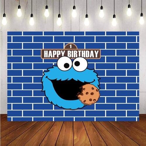 Cookie Monsters Birthday Backdrop Sesame Street Theme Birthday Party Custom Banner Children Photo Background Decoration prop