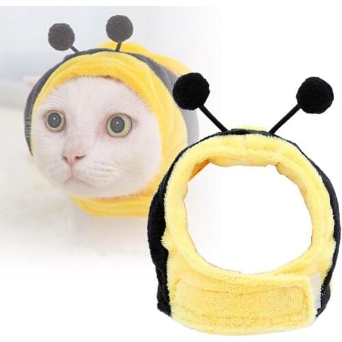 Cat Dog Headgear Cute Cartoon Style Soft Cotton Hat Warm Bee Flower Elk Shape Cap Role Play Pet Accessories for Winter