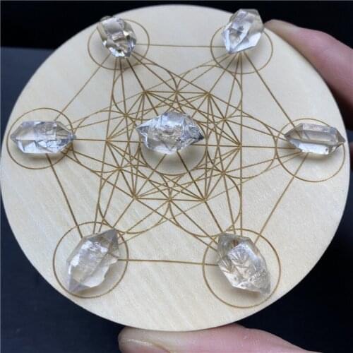 From Brazil Top Natural Double Arrow energy Crystalseven Chakra Healing Stone + Seven Star Array Wood Plate Chips Chakra