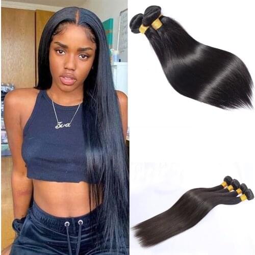 10A Malaysian Straight Virgin Human Hair 3 Bundles 100% Unprocessed 1B Color Virgin Straight Hair Double Wefts
