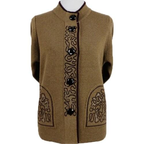 Fashion Knitted Wool Sweater Middle-aged and Elderly Womens Sweater Cardigan Autumn Winter Plus Thick Warm Jacket Plus Size 5XL