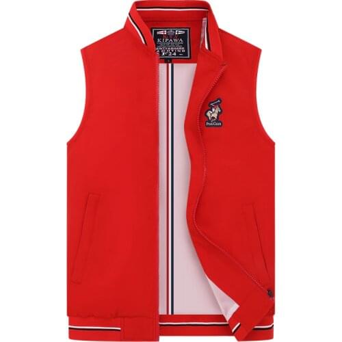 Kenty & Shark Brand Mens Vests Red White Blue Casual Spring Autumn Sleeveless Jacket Men Plus Size 4XL Male Waistcoat