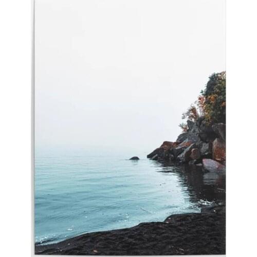 HD Printed Wall Art Lake Superior Black Sand Beach Canvas Painting Sea View Poster Home Decor Living Room Modular Pictures Frame