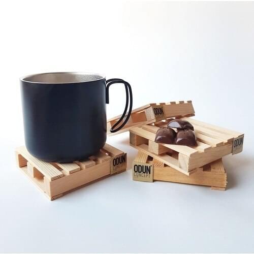 Wood Concept Coaster-6 Pcs-Pallet-Wood Cup Protection Bracket Wood Coaster