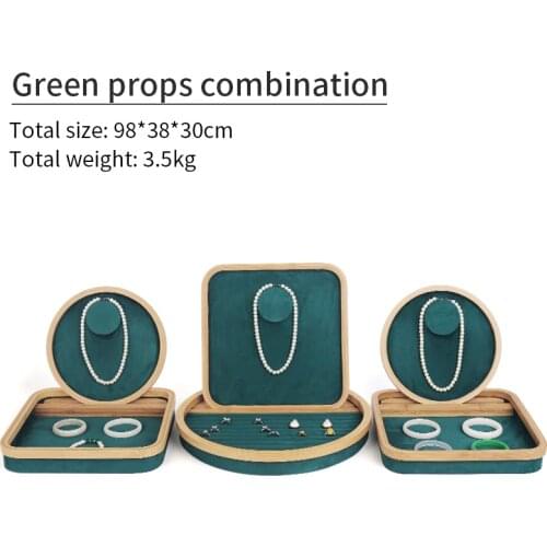 New Green Solid Wood Microfiber Jewelry Display Storage Stands For Femal Ring Earring Pendent Bracelet Showcase Jewellery Holder