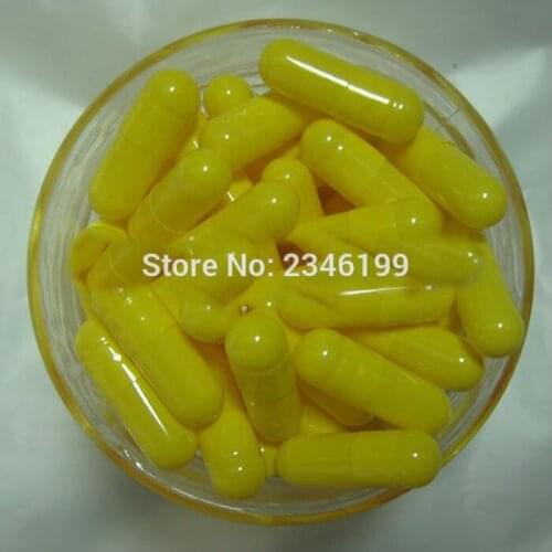 1000pcs/lot Yellow Empty Capsule Shells, Seperated 0# Medical Powder Refillable Containers, Products Hollow Packing Bottle
