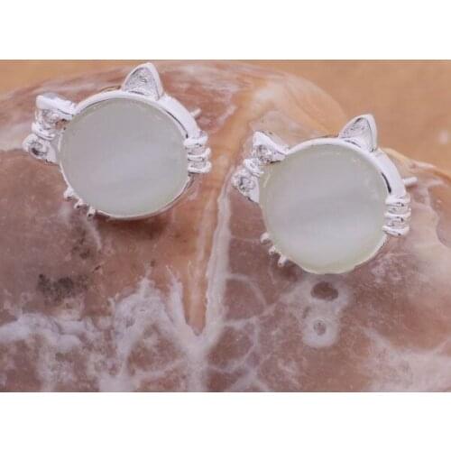 925 silver earrings 925 sterling silver fashion jewelry earrings rare CatFace /bfhajwoa crtaljaa AE126