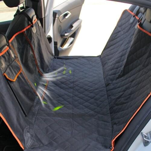 Dog Car View Mesh Waterproof Pet Carrier Car Rear Row Rear Seat Cushion Hammock with Zipper and Pocket Breathable Cushion Cat