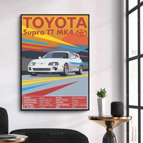 Modern Art Canvas Retro Vintage Classic Car Posters Supra TT MK4 Decorative Prints Wall Painting For Bedroom Living Room Frames