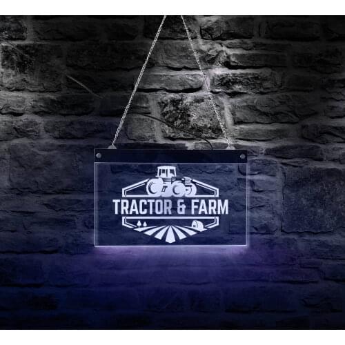 Tractor N Farm 3D LED Neon Sign Farm Vehicle Multi-color Lighted Hanging Board Wall Art Farmer Family Village Housewarming Gift