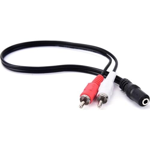 Universal RCA Cable 3.5mm Stereo Female To 2 Male RCA Jack Adapter Aux Audio Y Cable Splitter For DVD Amplifiers