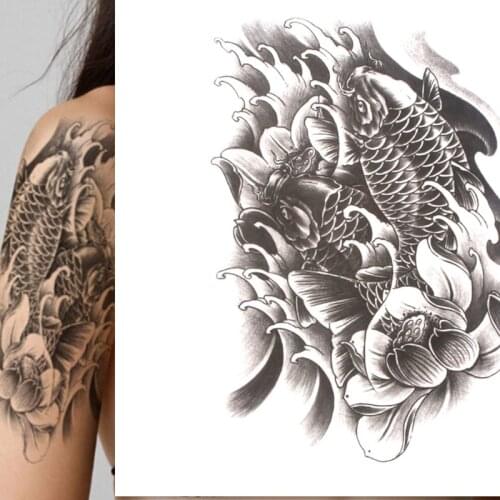 Temporary Carp Tattoo Stickers Body Arm Leg Art Waterproof Tattoo Stickers Women Sexy Beauty Dropshipping