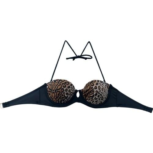 Womens Sexy bikinis Printing black leopard strapless maillot de bain bikini women swimwear Design girl cup bathing suits