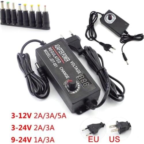 100 220V to DC 3V 12V 24V 9V 1A 2A 3A 5A AC Power Supply Adapter EU Adjustable wall Plug for LED Strip Light Driver Adaptor CCTV