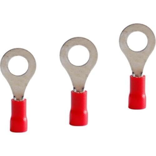 100pcs RV1.25-6 Red 22-16 AWG 0.5-1.5mm2 Insulated Ring Terminal Connector Cable Wire Connector