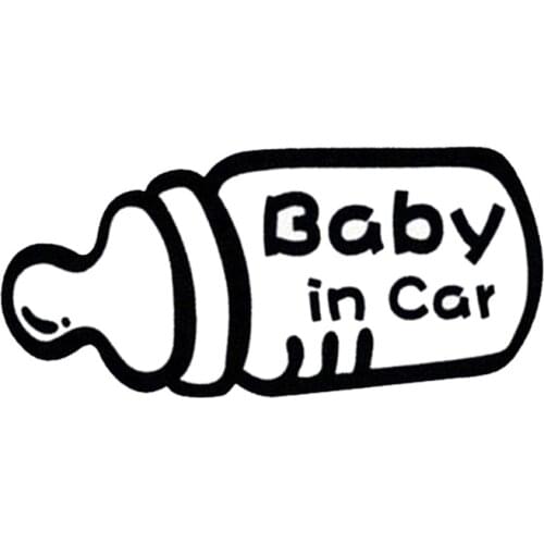 19.2*9CM Baby In Car Creative Bottle Modeling Car Stickers Warning Signs Car Styling Accessories Black/Silver C9-0027