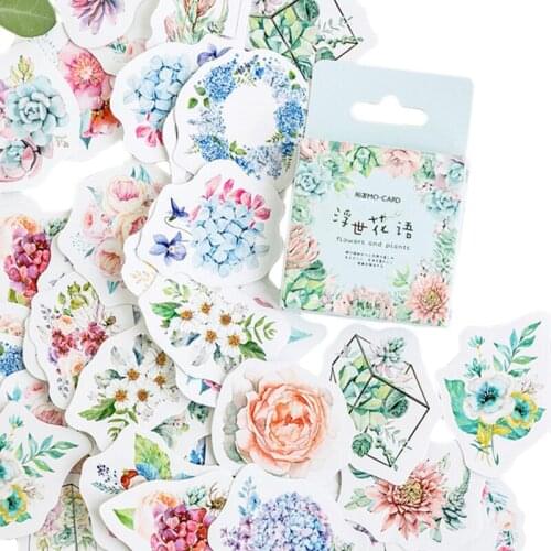 20packs/lot fresh literary flowers and plants adhesive paper stickers decorative scrapbooking label gifts stationery wholesale