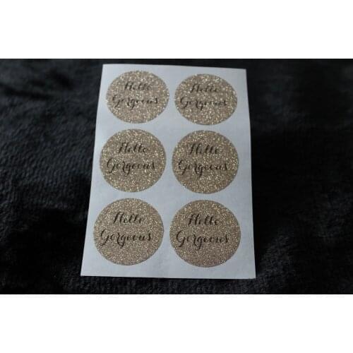 3.8cm Hello Gorgeous Rose gold glitter classic round sticker