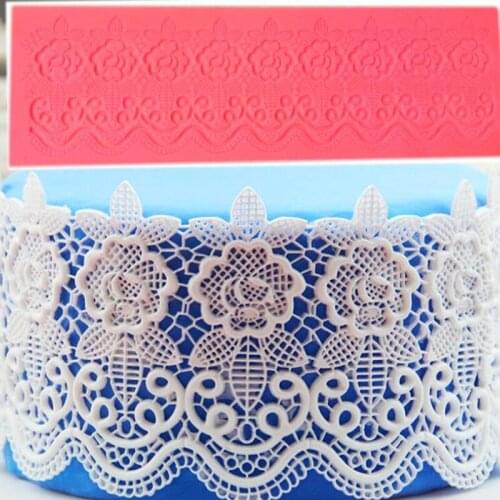 3D Lace Flower Bead Chain Silicone Fondant Mould Cake Decorating Baking Molds Stencil Sugar Paste Pastry Tools Baking Tools