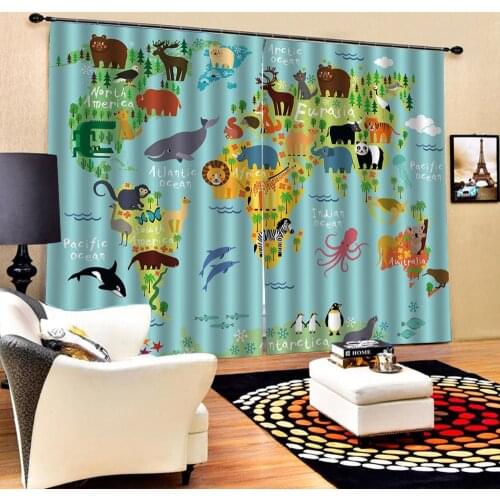 3d Curtains Blackout for Living Room Kids Bedroom Fabric Childrens curtains animal world custom curtains