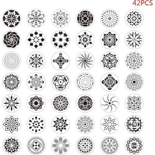 42pcs/set Mandala Stencil Drawing Template Ruler for Painting Board Scrapbooking G8TA