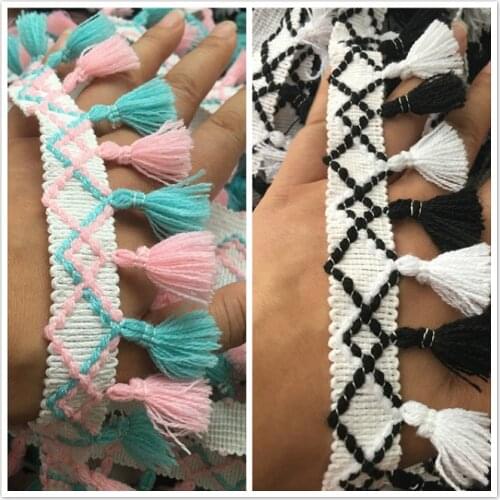 5cm Wide DIY Matching Color Beautiful Lace Ribbon Pompom Fabric Doll Childrens Clothing Skirt Tassel Edge Accessories