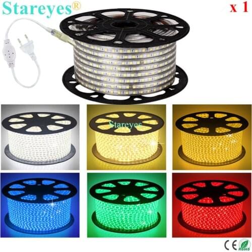 Free shipping 1 Roll 100 Meters SMD 5050 8mm PCB 60LED/M AC220V Led Strip IP67 Waterproof Flexible Led tape RGB Light Led Ribbon