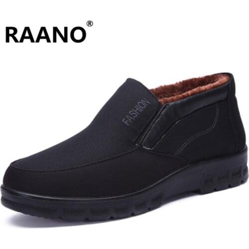 Big Size 38-45 46 47 48 Winter Men Canvas Ankle Boots Male Warm Thick Fur Snow Boots Comfortable Soft sole Elderly Cotton Shoes