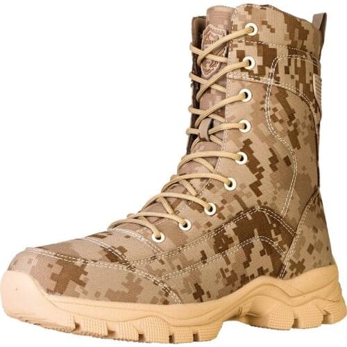 Mens Tactical Camo High Tube Boots Combat Special Army Fans 07 Training Outdoor Hiking Desert Camping Trekking Climbing Shoes