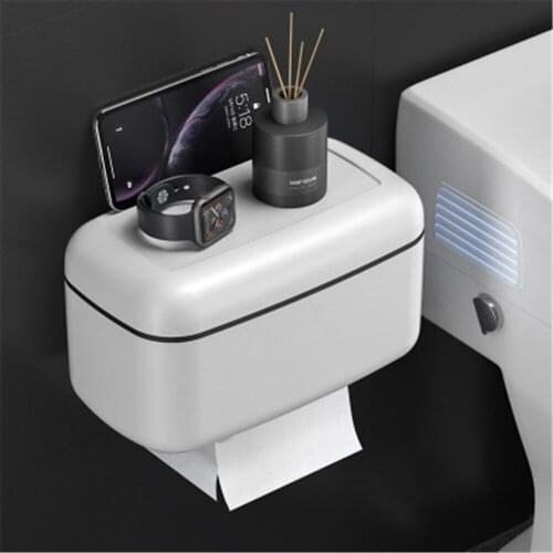 Toilet Tissue Holder Waterproof Paper Case Wall-Mounted Storage Box Roll Paper Tube Multifunctional Shelf Bathroom Organizer