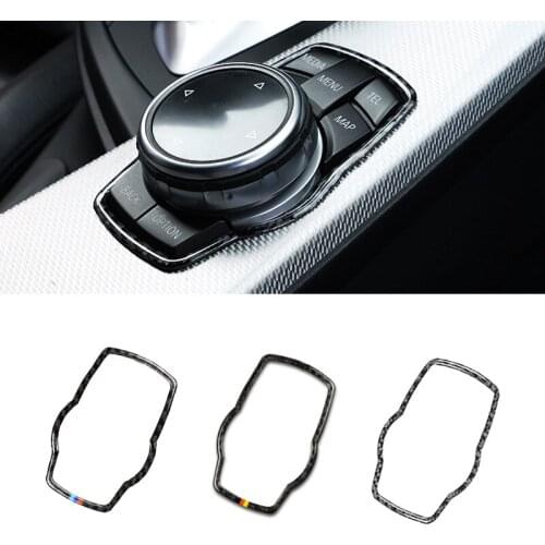 For BMW 3 4 Series F30 F32 2013 2014 2015 2016 2017 2018 Carbon Fiber Car Interior Media Control Button Switch Cover Trim