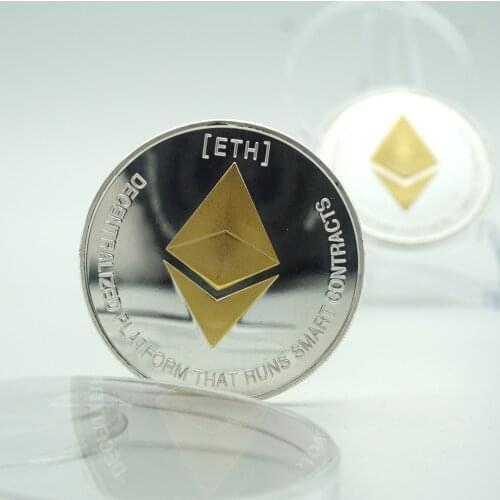 ETH Gold/Sliver Patterned Ethereum Bitcoin Embossed Stereo Bitcoin Digital Currency Coin Physical commemorative Bit Metal repica
