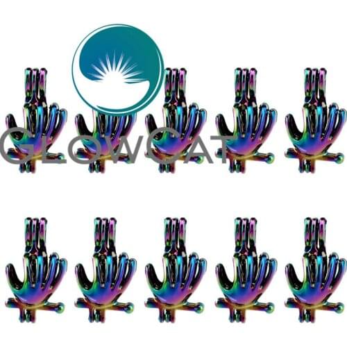 GLOWCAT 10x C485 Rainbow Sports Baseball Glove Beads Cage Jewelry Making Essential Oil Diffuser Stone Pearl Cage Locket Pendant