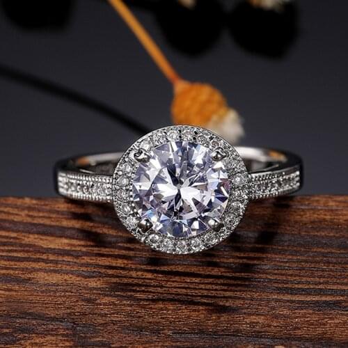 Huitan Classic Wedding Bands Jewelry Women Finger-rings AAA Round Cubic Zirconia Elegant Bridal Marriage Ceremony Ring Drop Ship