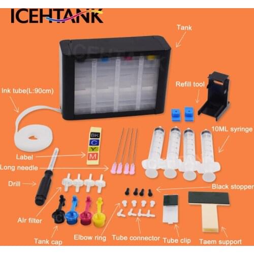 ICEHTANK Ciss Ink Tank Kit Ink Cartridge For HP 122 122XL Black Ink Cartridge for Deskjet 1000 1050 1050A 1510 2000 2050 3000